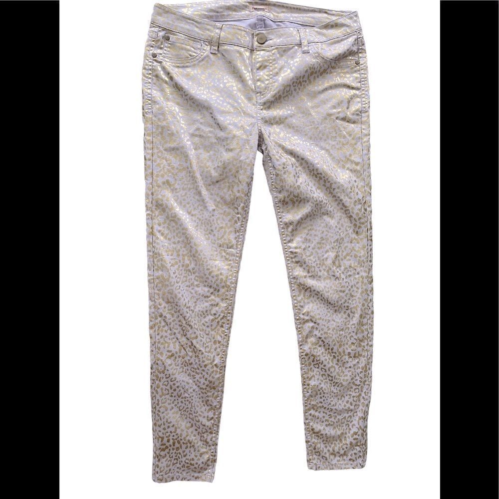 FIRE Los Angeles light purple/gold metallic skinny animal print pants, size 13.